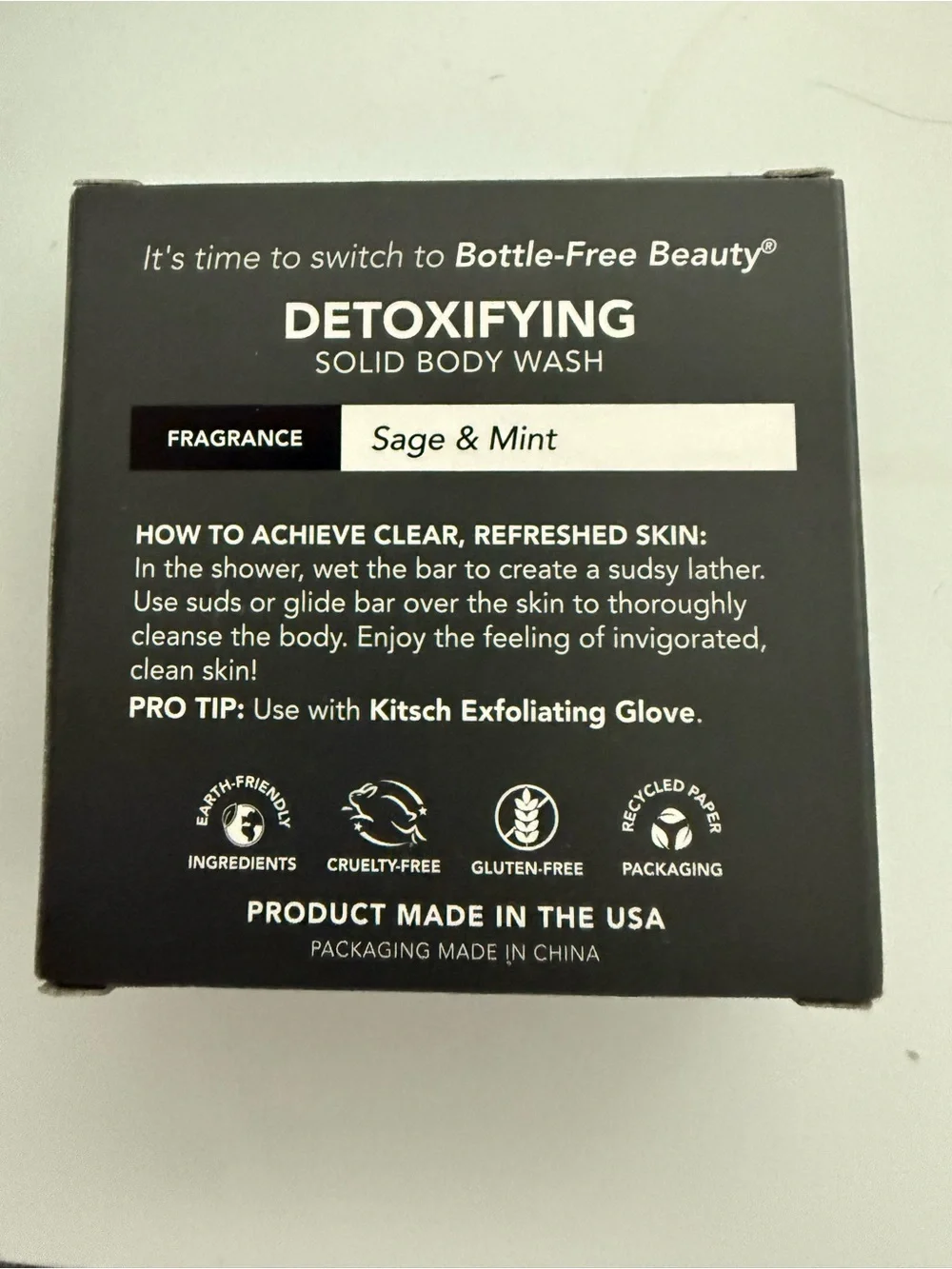 Kitsch charcoal solid body wash bar